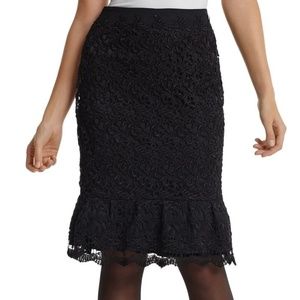 NWOT-   BLACK LACE FLOUNCE PENCIL SKIRT by WHBM